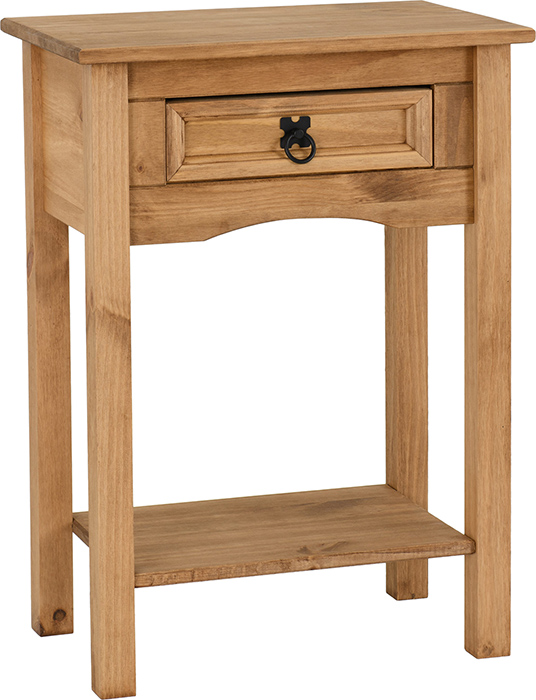 Corona 1 Drawer Console Table with Shelf Distressed Waxed Pine